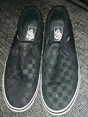 Vans Checkerboard Classic Slip On Size 7.5UK Black Mens Shoes Trainers Sneakers • £29.99