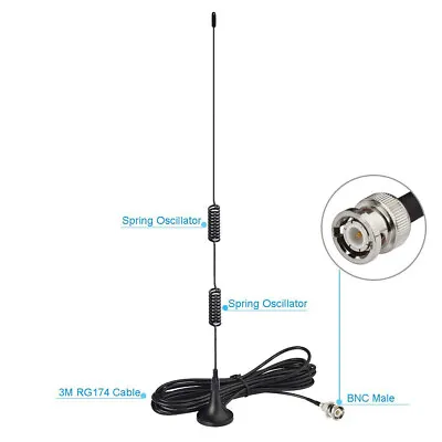 VHF UHF Ham Radio Police Scanner Antenna Magnetic 3m For Uniden Bearcat Whistler • $15.99