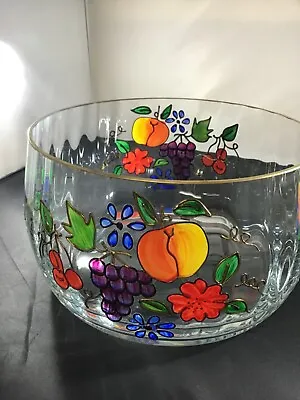 9  Venetian Fruit Bowl Crystal Stained Glass With Gold Trim • $45