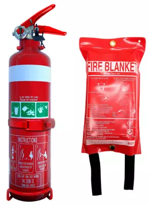 Fire Extinguisher Blanket Kit 1kg Dry Powder Fire Extinguisher 1x1 Fire Blanket • $69.50