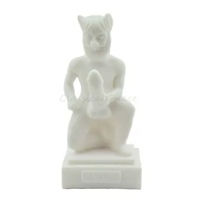 Statue Greek Mythology Satyr Alabaster White 5  - 13cm Cast Marble Faun Pan • £35.34