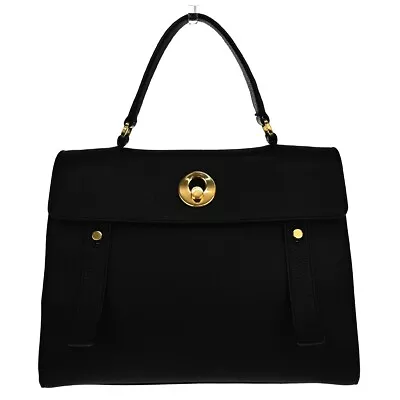 $418 • Buy SAINT LAURENT YSL Muse Two Hand Bag Leather Black Gold Made In Italy 85GA159