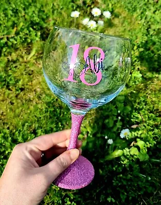 £11.99 • Buy Personalised Birthday Glitter Gin Glass Milestone 18th 21st 30th 40th 50th 60th