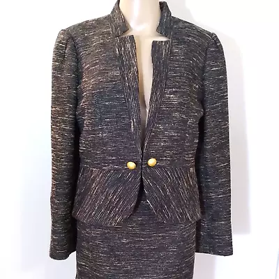 Vintage Mary Kay Black/Gold Director's Suit Peplum Jacket & Pencil Skirt Size 6P • $75