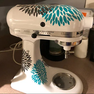 Flower Burst Vinyl Decals Stickers For Kitchenaid Mixer Decoration 2 Colors • $16.85