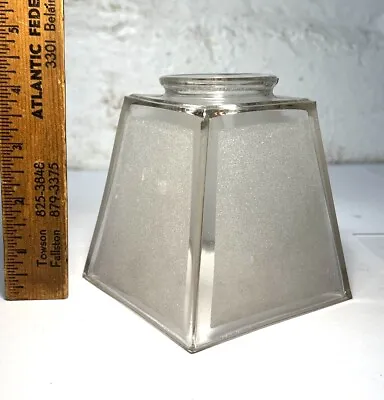 (1) Antique 4  Square Mission Frosted 2 1/4  Fitter Lamp Chandelier Shade (12avl • $25