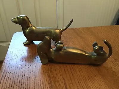 Pair Of Vintage Brass Weiner Dachshund Dog Figurine Dachshund Solid Brass • $39.99