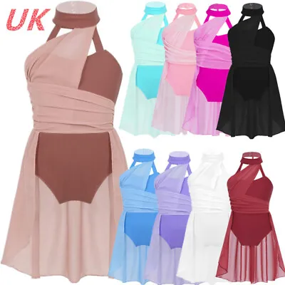 £5.53 • Buy UK Kids Girls Lyrical Dress Halter Chiffon Modern Ballet Dance Leotard Costume