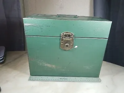 $18.99 • Buy Vintage Excelsior Metal Security File Locking Box Stamford Conn. USA Green