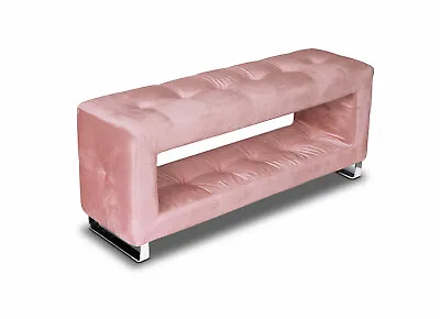 Thin Storage Bench Old Rose Velvet. Durable Construction 100 X 30 X 41 Cm. • £343.97