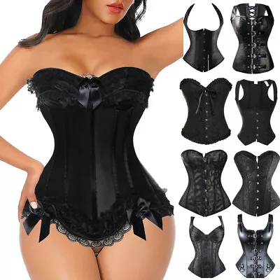 £25.99 • Buy Women Gothic Bustier Corset Top Halloween Bustier Sexy Corsets Lace Up Plus Size