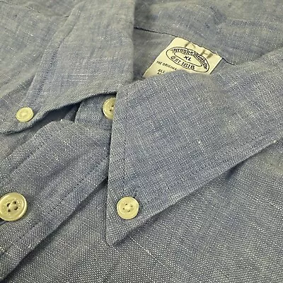 Brooks Brothers Mens XL Irish Linen Long Sleeve Collared Button Down Shirt Blue • $39.99