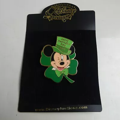 Disney Pin 20275 Auctions St. Patrick's Day 2003 Mickey LE 100 Shamrock ON CARD • $135