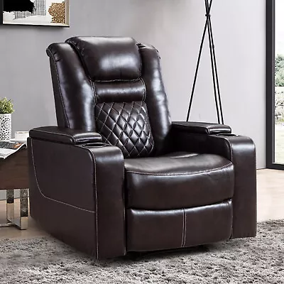 Modern Leather Recliner Chair Single Sofa Soft Home Theater Seating Black Brown • $420