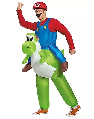 Mario Riding Yoshi Inflatable Adult Costume Super Mario Bros Nintendo Green • $85.79