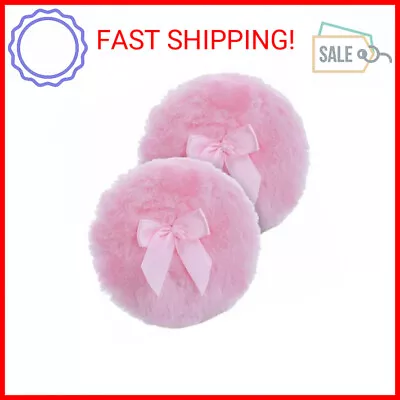 2pcs - Large Fluffy Powder Puff 4 Inch Ultra Soft Washable Reusable Pink • $8.93