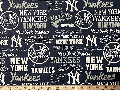 MLB NEW YORK NY YANKEES Baseball Fancy 1/4 Yard (9”x44”) 100% Cotton Fabric • $4.99