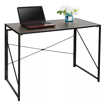 Foldable Computer Writing Desk Home Office Pc Laptop Table Easy Assembly Brown • $31.59