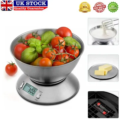 £17.49 • Buy 5KG Kitchen Scales With Bowl Electronic Food Weighing Balance LCD Digital Scale
