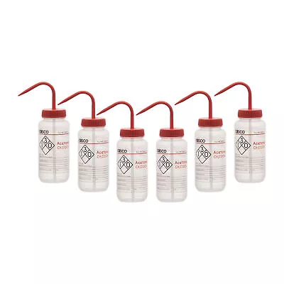 6PK Acetone Wash Bottle 500ml - Wide Mouth Pre-Labeled - LDPE - Eisco Labs • $35.99