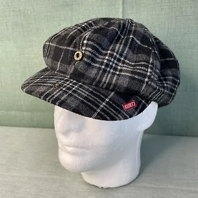A Kurtz AK Co Newsboy Cap Size Small Wool Blend Snap Bill Lined Gray Plaid • $16