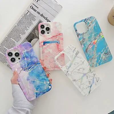 $13.79 • Buy Marble Matte Phone Case Wallet Card Cover For IPhone 13 12 11 Pro Max XS XR 7/8
