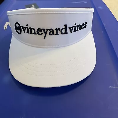 Vineyard Vines Whale Logo White Visor Adjustable Flag Strap Back Golf/Tennis NWT • $19.99