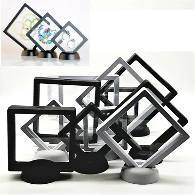 £4.82 • Buy 3D Floating View Jewelry Coin Display Frame Holder Box Case Black/White Stand Ne