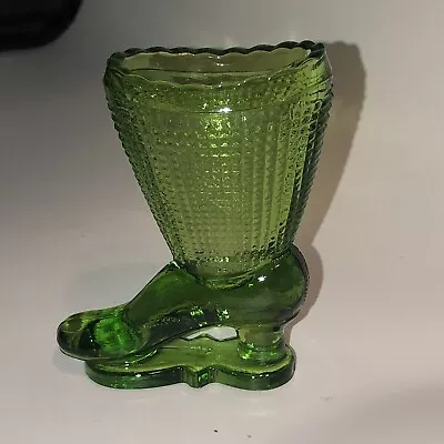 Vintage Green Glass Boot Shoe Figurine ￼#3 Fun • $10.50