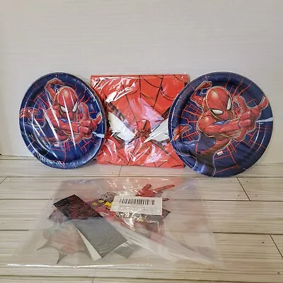  Spider-Man Party Supplies Cake Topper Plates Napkin 16 People Marvel Superhero • £8.69