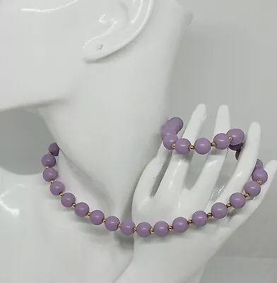 £21.51 • Buy Vintage Monet Lavender Gold Tone Beaded Choker Necklace 18” EUC 