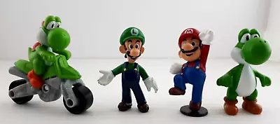 4 Super Mario Figurines Luigi Yoshi Motorcycle PVC 2.5 In Cake Toppers 2007 2014 • $14.99