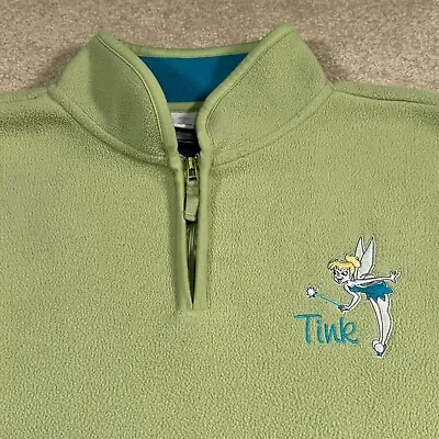 Tinkerbell Disney Jacket Women Large Fleece 1/4 Zip Pullover Peter Pan Sweater • $25