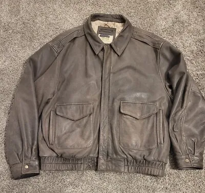 Vintage G-111 Authentic Bomber Leather Jacket Men's Size XL Brown G3 • $54.99