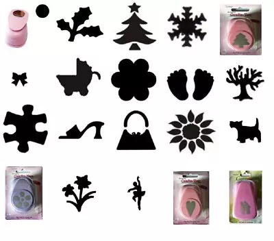 Paper Punch 25mm 1  Inch Various Designs Circle Christmas Tree Holly Snowflake  • £6.99