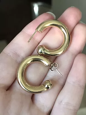 9ct Yellow Gold Large Open Hoop Earrings 4g • £49.99