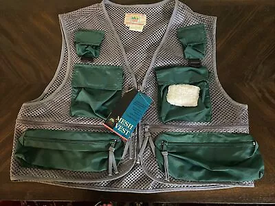 Timber Creek 6-Pocket Zip Mesh Outdoor Fishing Vest Mens Sz L Gray Green • $19.99