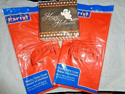 Party Lot 2 New Halloween 54x108   Table Cloths 24 Napkins 7x7 4 Ply Party City • £12.34