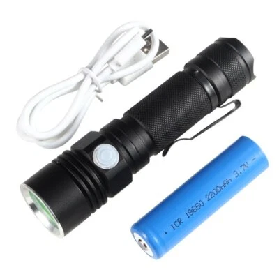 £11.99 • Buy 4 Mode Micro USB Rechargeable LED T6 Flashlight Torch + 2200 MAh 18650 Battery