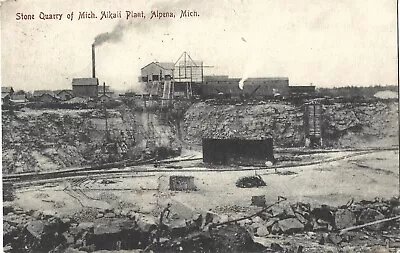 Alpena MI -- Stone Quarry Alkali Plant; Nice B&W 1908 PPPC • $20.25