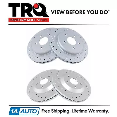 TRQ Front & Rear Drilled Slotted Coated Performance Rotors Kit For C5 Corvette • $217.95