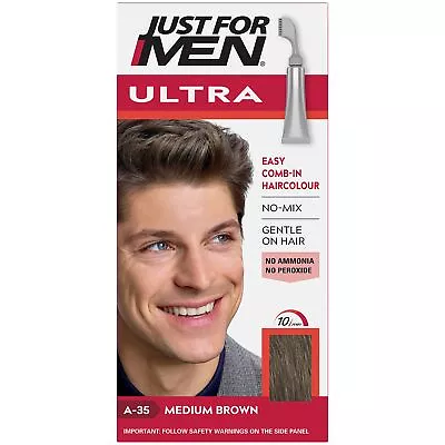 Just For Men Ultra Medium Brown Hair Colour Dye For Short Hair Comb Away Greys • £13.36