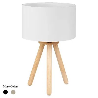 $27.99 • Buy Tomons Wood Tripod Bedside Lamp Simple Design With Soft Light For Bedroom