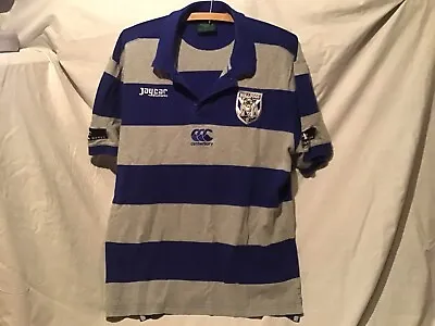 Canterbury Bulldogs Rugby Shirt XL Size Blue Grey Striped Short Sleeve Good Used • £6.99