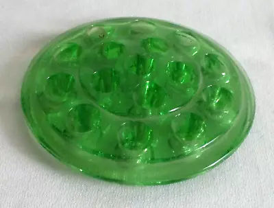 Vintage Green Uranium Glass 16 Holes 5   Flower Frog  Glows Under Black Light • $9.99