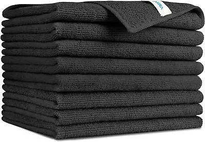 Black Microfiber Cleaning Cloths-8Pk Soft Absorbent Microfiber Towels Lint Fre • $11.48