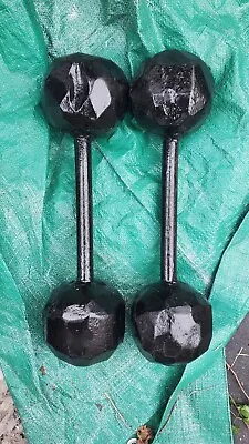 Globe Dumbbells Vintage Homemade 25 Lb Htf Rare Antique Circus Barbell Popeye • $240