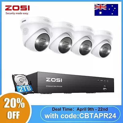 ZOSI 4K 8CH NVR IP 8MP Security Camera System AI Face/Vehicle Detect ColorVu 2TB • $589.99