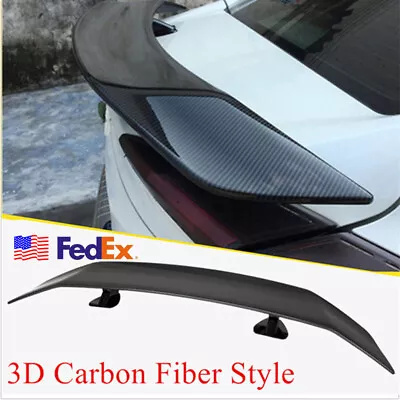 Tail-free Perforated Sedan Sport Rear Wing 3D Carbon Fiber Color GT Style USA • $76.33