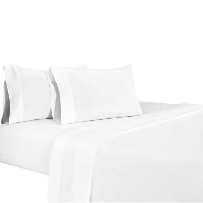 Matt 4 Piece Queen Bed Sheet Set Soft Organic Cotton White- Saltoro Sherpi • $145.84